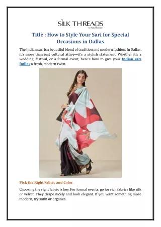 How to Style Your Sari for Special Occasions in Dallas