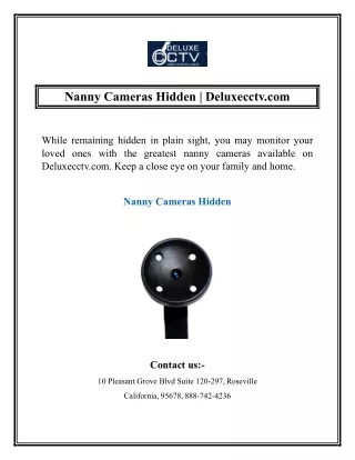 Nanny Cameras Hidden | Deluxecctv.com