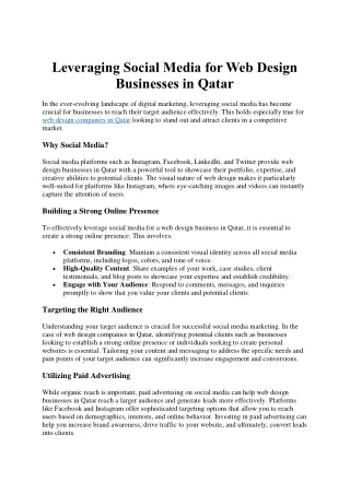 Leveraging Social Media for Web Design Businesses in Qatar
