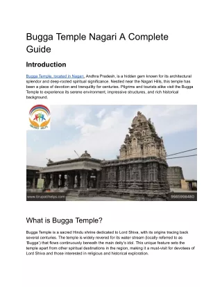 Bugga Temple Nagari A Complete Guide