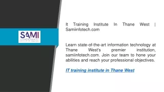 It Training Institute In Thane West | Samiinfotech.com