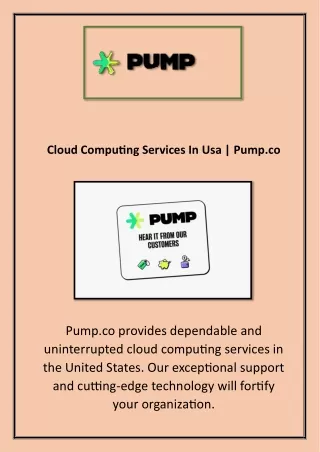 Cloud Computing Services In Usa | Pump.co