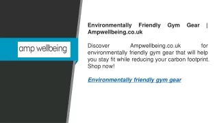 Environmentally Friendly Gym Gear  Ampwellbeing.co.uk