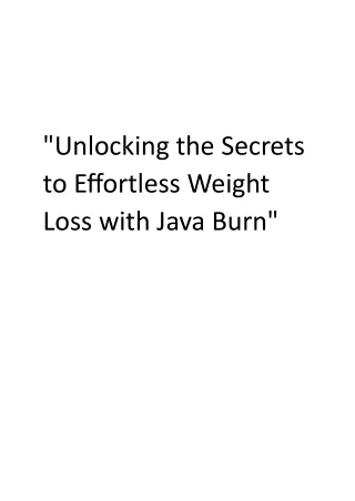 Java Burn: Sip Your Way to a Healthier, Slimmer You