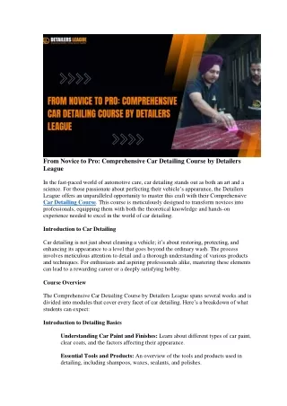 From Novice to Pro: Comprehensive Car Detailing Course by Detailers League