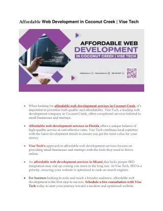 Affordable Web Development in Coconut Creek