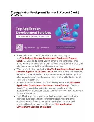 Top Application Development Services in Coconut Creek