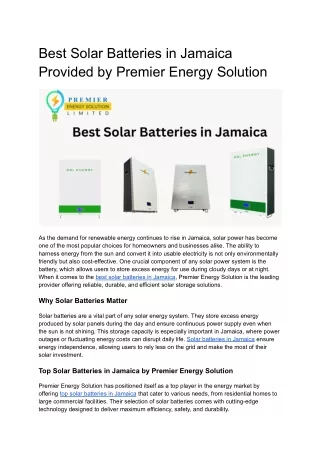Best Solar Batteries in Jamaica