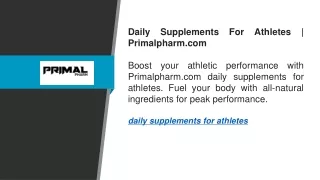 Daily Supplements For Athletes  Primalpharm.com