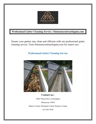 Professional Gutter Cleaning Service | Simmonscontractingmn.com