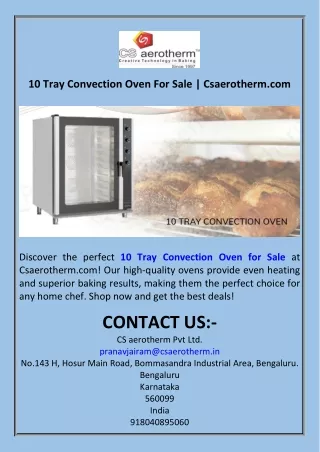 10 Tray Convection Oven For Sale  Csaerotherm.com