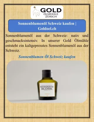 Sonnenblumenöl Schweiz kaufen   Goldoel.ch