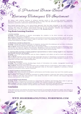 6 Practical Brain-Based Learning Techniques To Implement