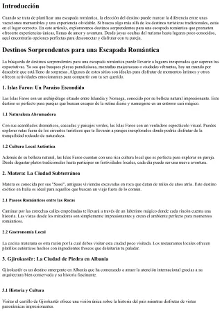 Destinos Sorprendentes para una Escapada Romántica