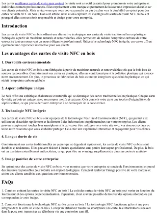 Les cartes de visite NFC en bois : un choix responsable et design pour votre ent
