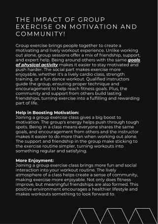 The Impact of Group Exercise on Motivation and Community!