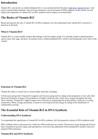 The Essential Role of Vitamin B12 in DNA Synthesis