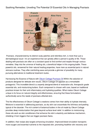 SoothingRemediesUnveilingThePotentialOfEssentialOilsInManagingPsoriasis