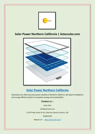 Solar Power Northern California | Aztecsolar.com