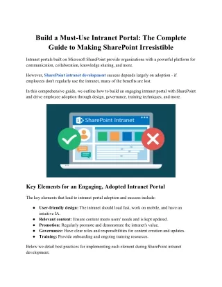 Build a Must-Use Intranet Portal The Complete Guide to Making SharePoint Irresistible