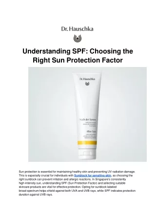 Understanding SPF: Choosing the Right Sun Protection Factor