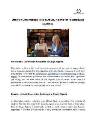 Effective Dissertations Help in Abuja, Nigeria for Postgraduate Students