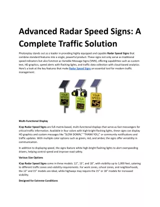 Advanced Radar Speed Signs_ A Complete Traffic Solution