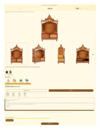 Sacred Home Large Floor Rested Pooja Mandir without Door