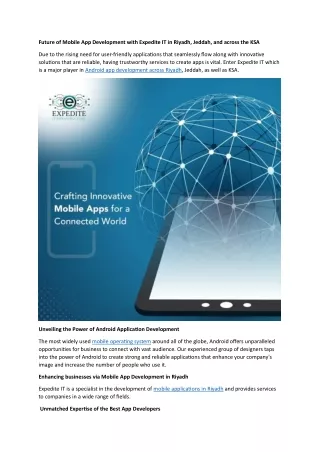 Future of Mobile App Development with Expedite IT in Riyadh, Jeddah, and across