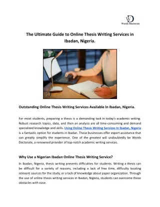 The Ultimate Guide to Online Thesis Writing Services in Ibadan, Nigeria