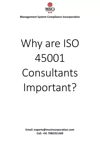 Why are ISO 45001 Consultants Important