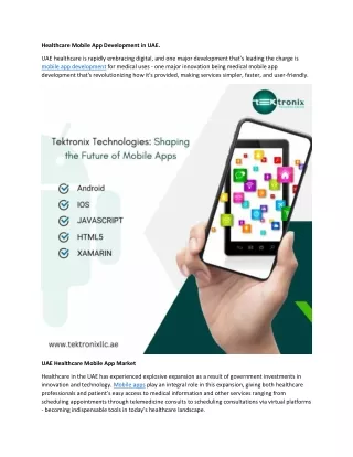 Healthcare Mobile App Development in UAE