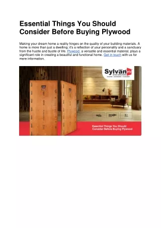 Essential Things You Should Consider Before Buying Plywood