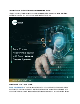 The Role of Access Control in Improving Workplace Safety in the UAE