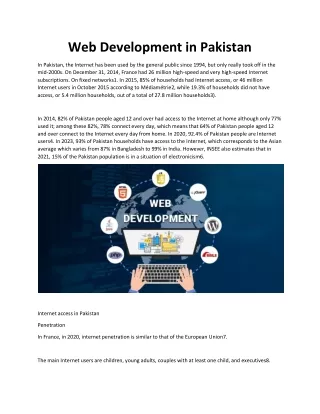Web Development in Pakistan