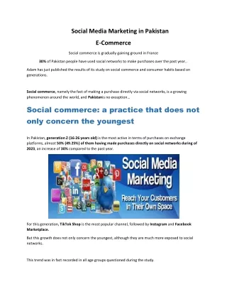 Social Media Marketing in Pakistan