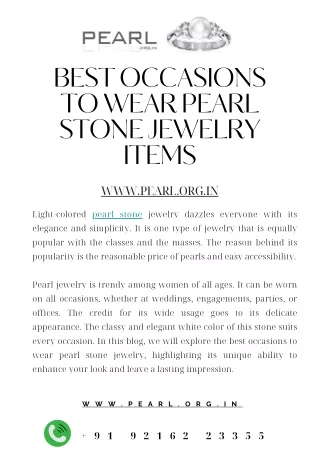 Best Occasions To Wear Pearl Stone Jewelry Items