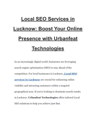 Local SEO Services in Lucknow_ Boost Your Online Presence with Urbanfeat Technologies