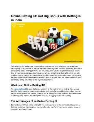 Online Betting ID_ Get Big Bonus with Betting ID in India