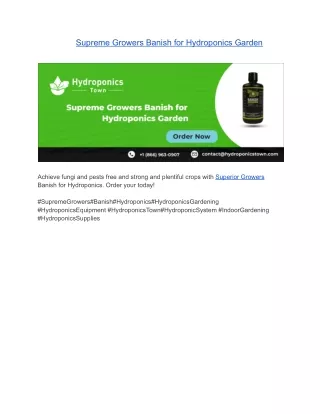 Supreme Growers Banish for Hydroponics Garden