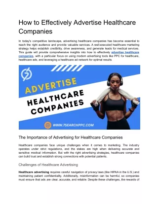 How to Effectively Advertise Healthcare Companies