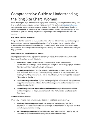 Comprehensive Guide to Understanding the Ring Size Chart  Women