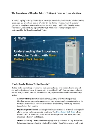 The Importance of Regular Battery Testing A Focus on Hynn Machines