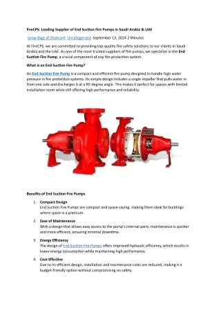 FireCPS- Leading Fire Pump & End Suction pump Supplier in Saudi Arabia