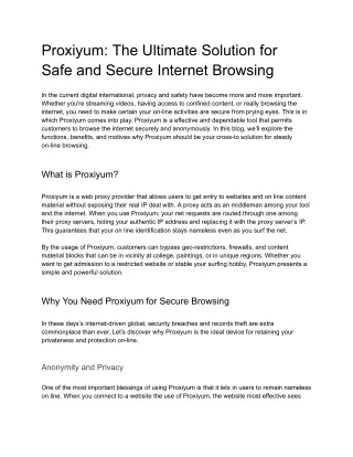 Proxiyum_ The Ultimate Solution for Safe and Secure Internet Browsing