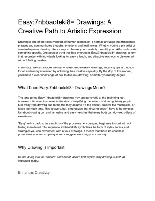 Easy_7nbbaotekl8= Drawings_ A Creative Path to Artistic Expression