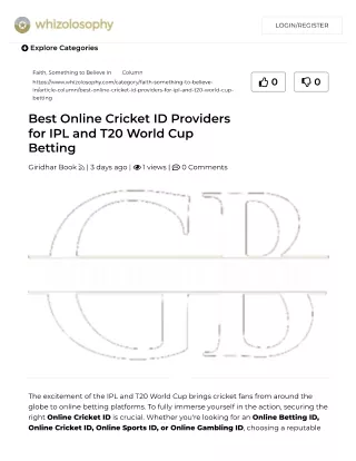 Best Online Cricket ID Providers giridhar