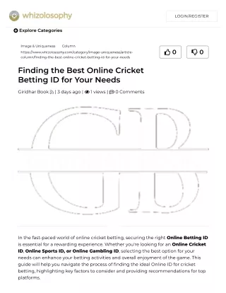 Finding the Best Online Cricket giridhar