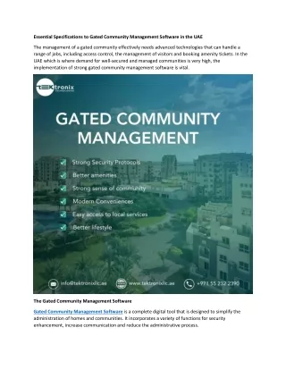 Essential Features for Gated Community Management Software in the UAE