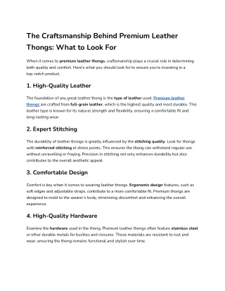 The Craftsmanship Behind Premium Leather Thongs_ What to Look For